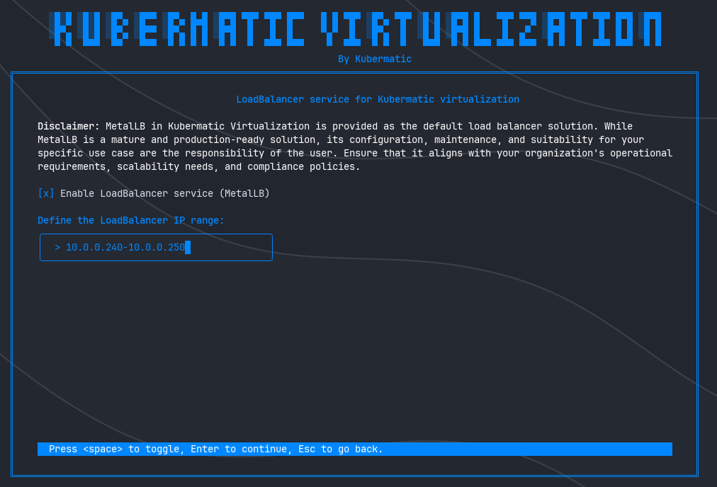 Kubermatic Virtualization Load Balancer Configuration